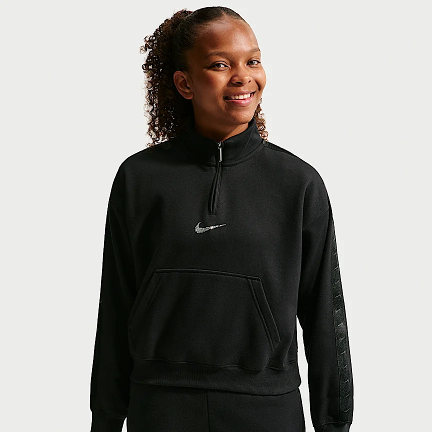 NIKE スポーツウェア スタジオ フリース — ジュニア (ガールズ) 1/4ジップ スウェットシャツ