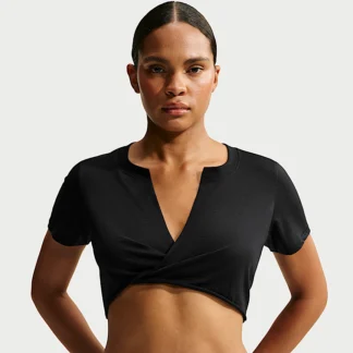 NIKE NikeSKIMS パフォーマンス コットンブレンド — ウィメンズ Vネック クロップド ツイスト ショートスリーブ トップス