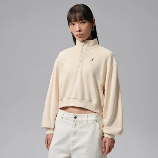 NIKE ジョーダン ブルックリン フリース — ウィメンズ クロップド ハーフジップ トレーナー