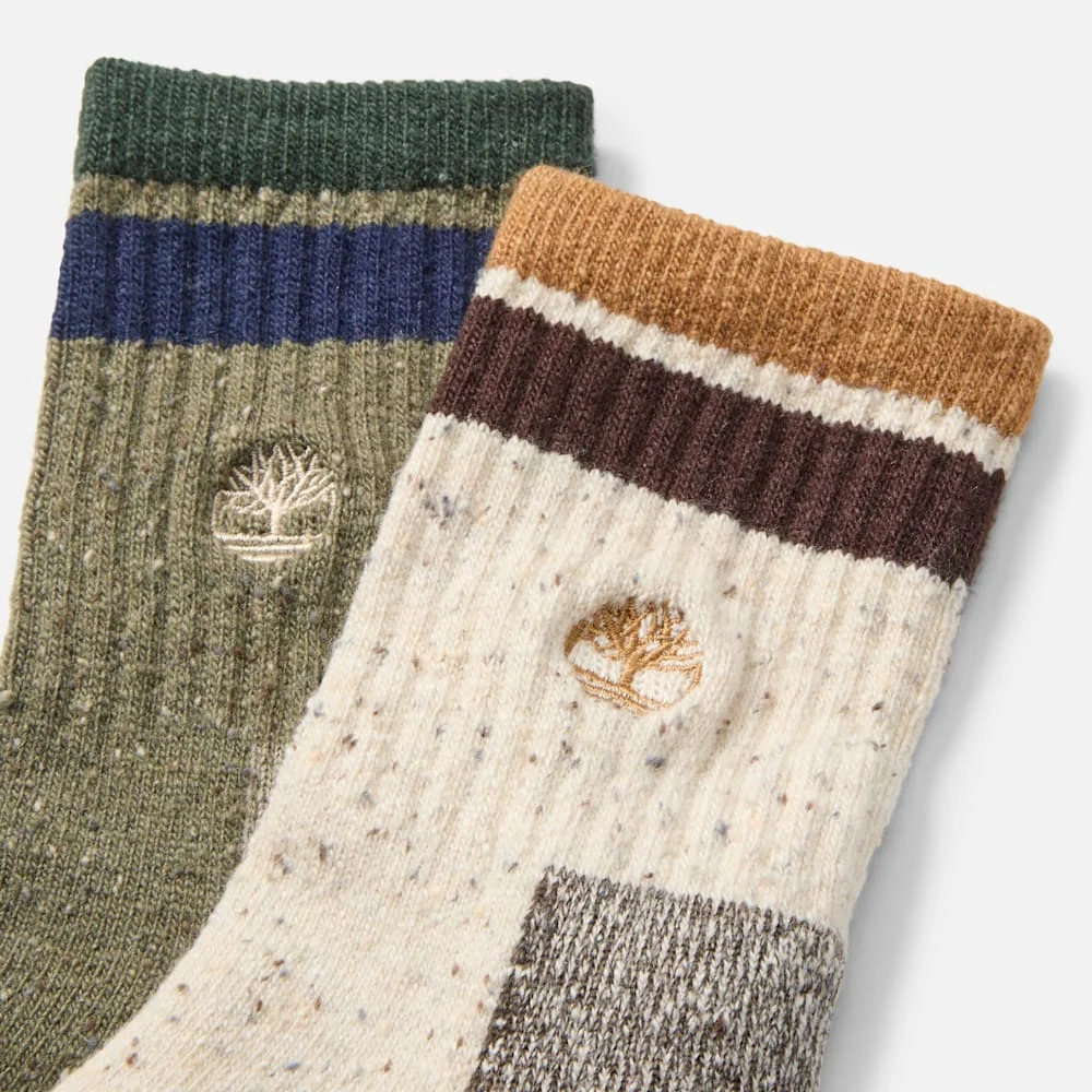 Timberland 2パック スペックル ミッド クルー ソックス ユニセックス
