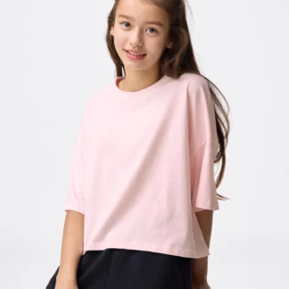 GU GIRLSコットンオーバーサイズクロップドT JR