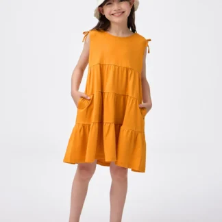 GU GIRLSカットソーティアードワンピース