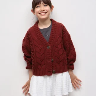 GU GIRLSケーブルニットVネックカーディガンPF