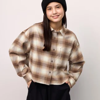 GU TEENクロップドチェックシャツJRUL