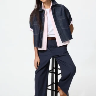 UNIQLO タックワイドパンツ/ストライプ