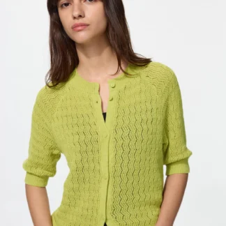 UNIQLO リネンクルーネックカーディガン/5分袖