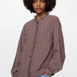 UNIQLO レーヨンブレンドストライプフリルシャツ