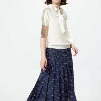 UNIQLO シフォンプリーツミディスカート/ドット