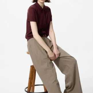 UNIQLO スマートワイドストレートパンツ/チェック/丈長め