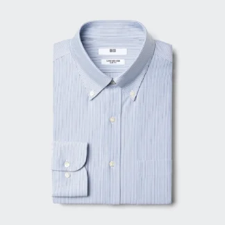 UNIQLO スーパーノンアイロンストレッチスリムシャツ/ボタンダウン/ストライプ
