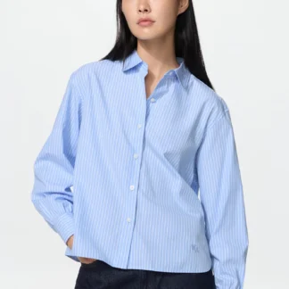 UNIQLO コットンボリュームスリーブシャツ/ストライプ