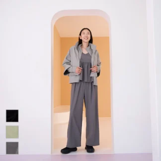 WORKMAN レディースリネンライクワイドパンツ