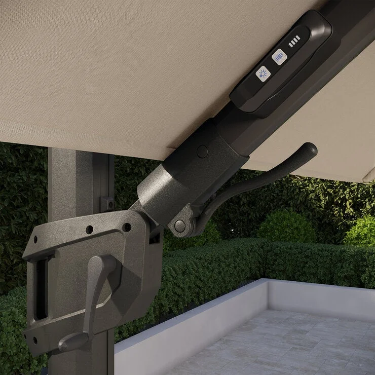 COSTCO Seasons Sentry 10ft LED 2-Tier Square Cantilever Umbrella with Rolling Base - Image 4