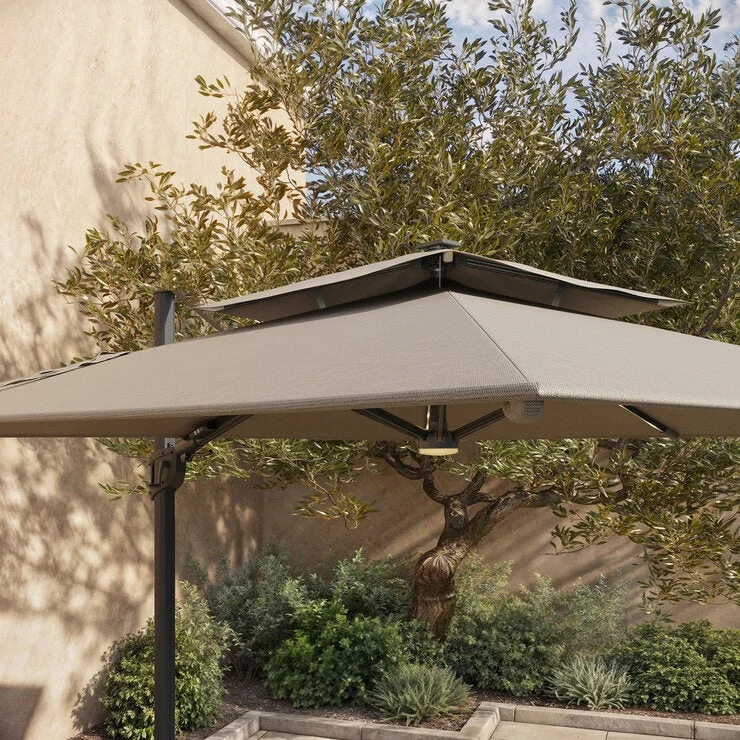 COSTCO Seasons Sentry 10ft LED 2-Tier Square Cantilever Umbrella with Rolling Base - Image 5
