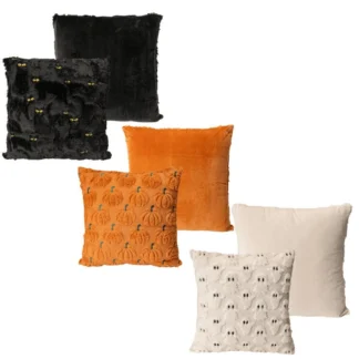 COSTCO HALLOWEEN EMBROIDERED FAUX FUR PILLOW 50.8 x 50.8 cm