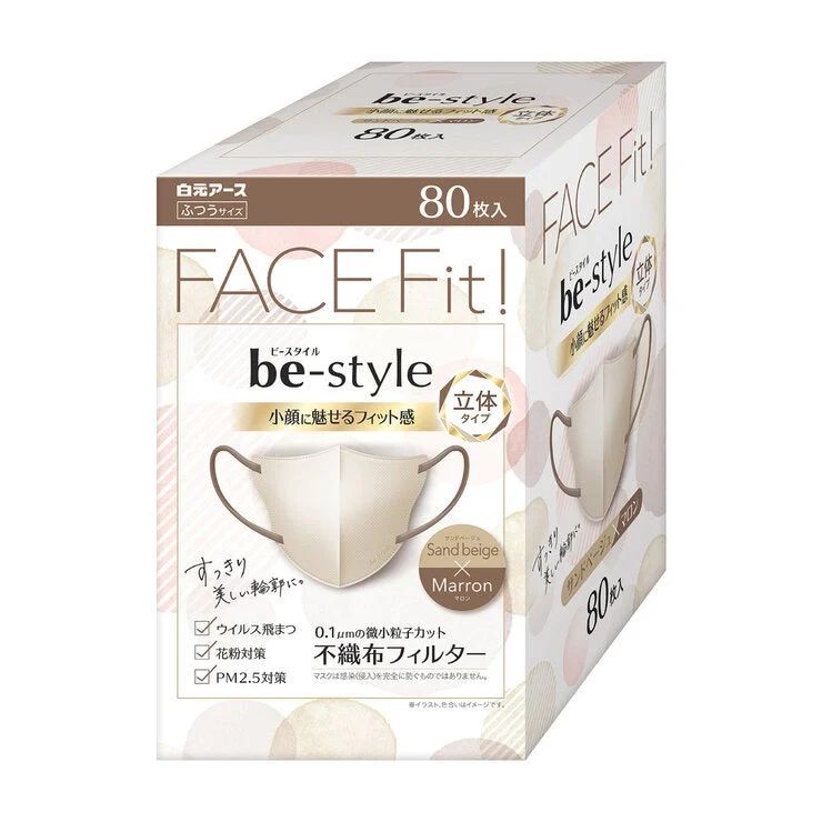 COSTCO BE-STYLE Bicolor MASK Sand Beige×Marron 80 counts - Image 2