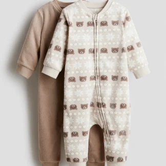 H&M ジップアップ フリースカバーオールパジャマ 2着セット