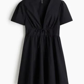 H&M コットンポプリンVネックワンピース