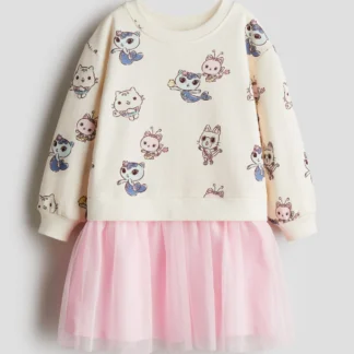 H&M チュールスカート プリントスウェットワンピース