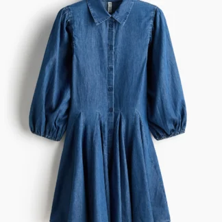 H&M パフスリーブ フレアスカートワンピース
