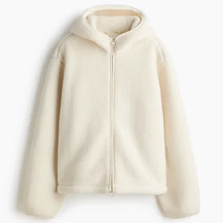 H&M ルーズフィット テディフーデッドスポーツジャケット