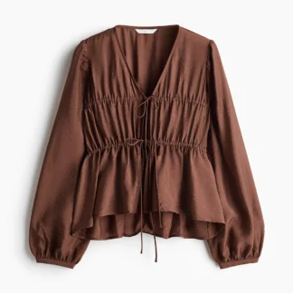 H&M タイフロント ギャザーブラウス