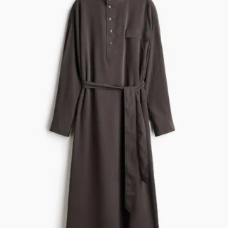 H&M Long-sleeved tie-belt dress