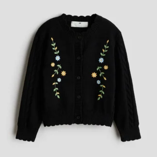 H&M 刺繍ディテール コットンカーディガン