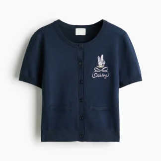 H&M 刺繍半袖カーディガン