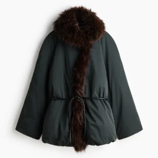 H&M ベルテッドパファーコート