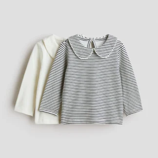 H&M 襟付きコットントップス 2枚セット