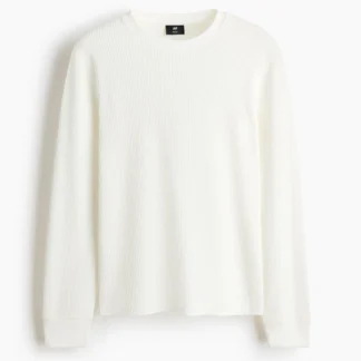 H&M レギュラーフィット 長袖ワッフルTシャツ