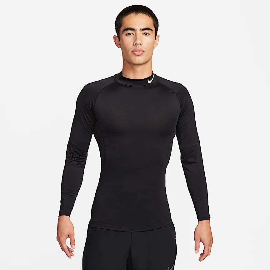 NIKE プロ — メンズ Dri-FIT フィットネス モックネック ロングスリーブ トップ