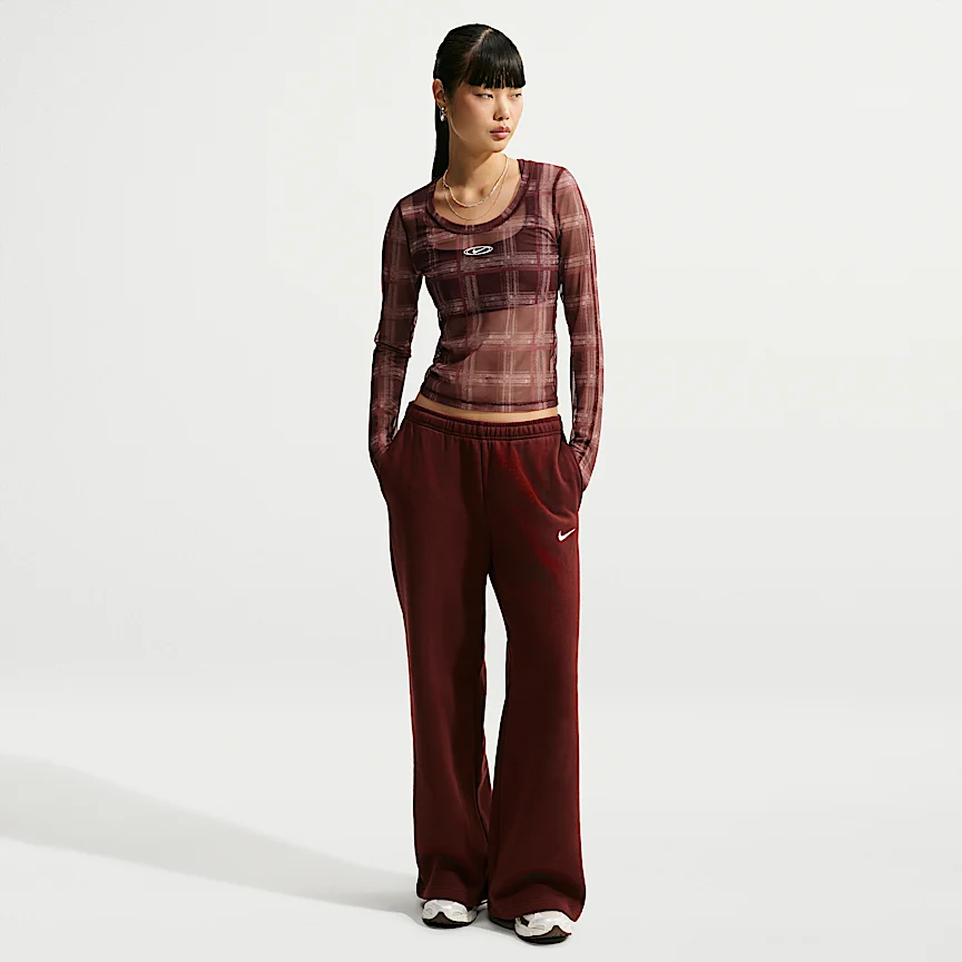 NIKE スポーツウェア — ウィメンズ スリム ロングスリーブ プレイド メッシュ トップス - Image 4
