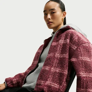 NIKE スポーツウェア — ウィメンズ オーバーサイズド プレイド ハイパイル フリース ジャケット