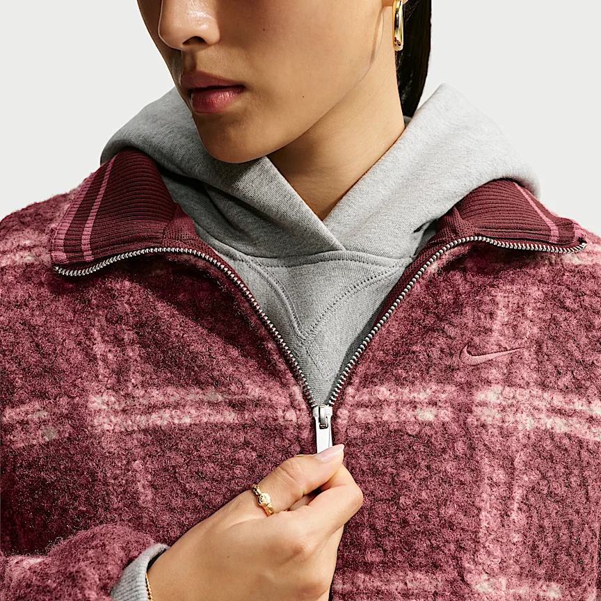 NIKE スポーツウェア — ウィメンズ オーバーサイズド プレイド ハイパイル フリース ジャケット - Image 3