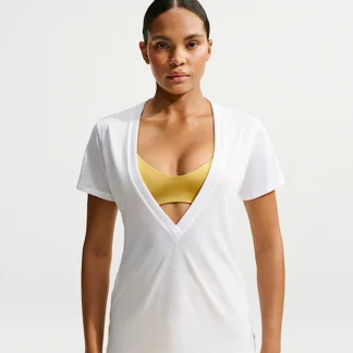 NIKE NikeSKIMS パフォーマンス コットンブレンド — ウィメンズ Vネック ショートスリーブ トップス
