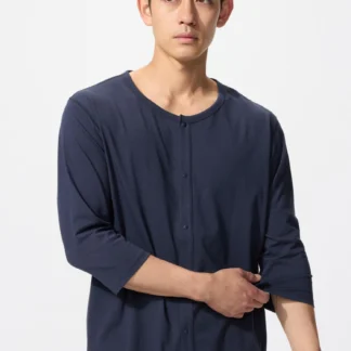 UNIQLO エアリズム前あきクルーネックT/8分袖