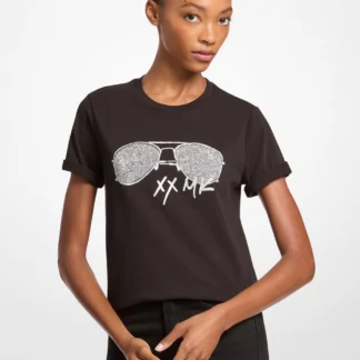 Michael Kors エンブリッシュ プリント コットンジャージー Tシャツ